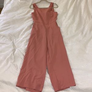 Pink Long Pant Romper with tie-up back